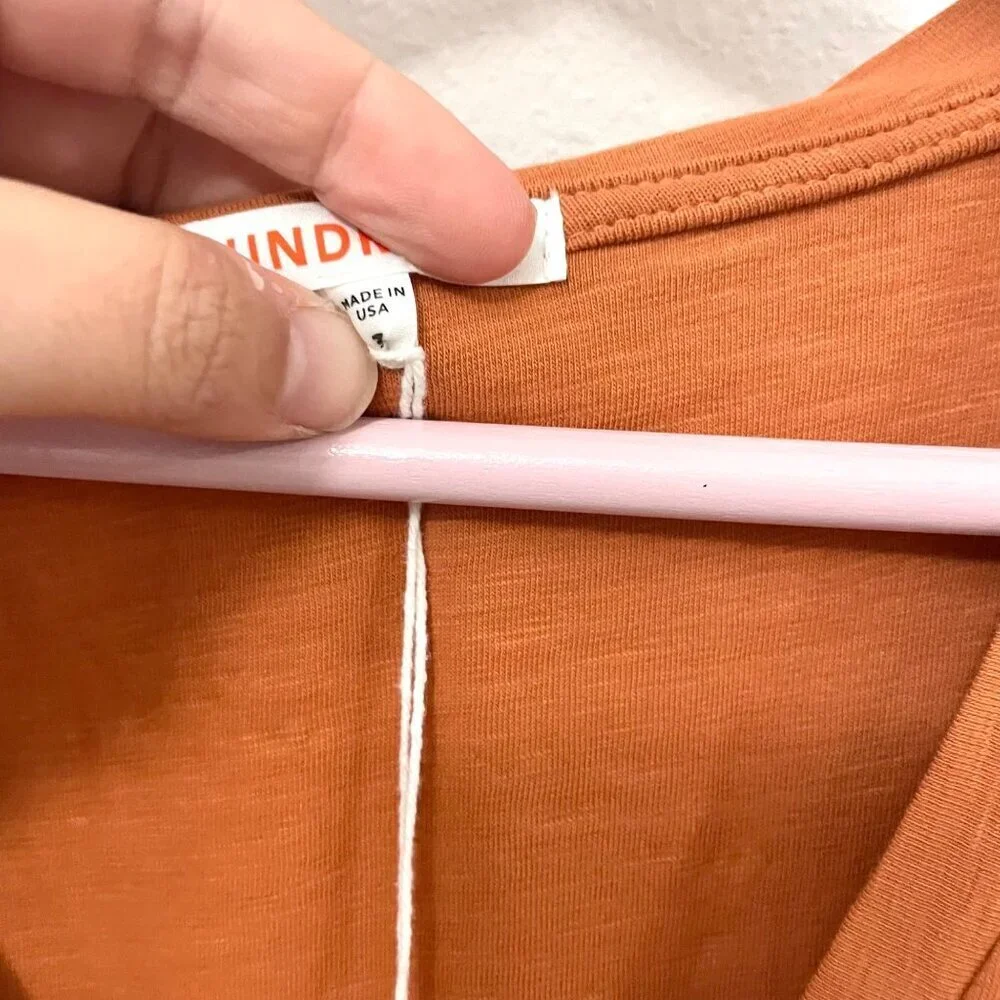 NWT Anthropologie Sundry Ruched Long Zleeve Dress Sienna Orange Size 3 - Picture 7 of 9